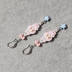 Cute Labubu Earrings - Pink and Blue